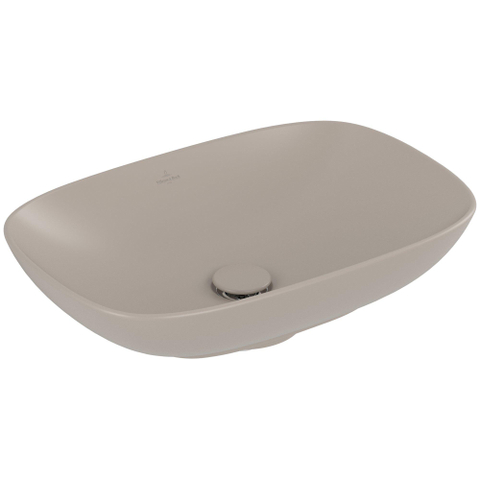 Villeroy & Boch Loop & Friends opzetwastafel - 56x38cm - zonder kraangat - zonder overloop CeramicPlus - mat almond (beige) SW644142