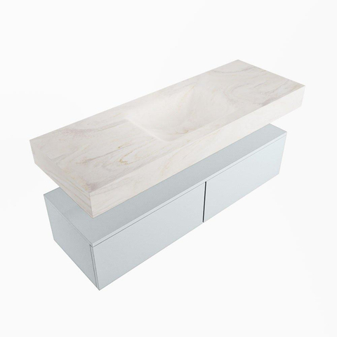 MONDIAZ ALAN - DLUX Badkamermeubelset - 130cm - onderkast - Clay - 2 lades - vrijhangende wastafel - wasbak midden - 1 kraangat - Ostra SW807877