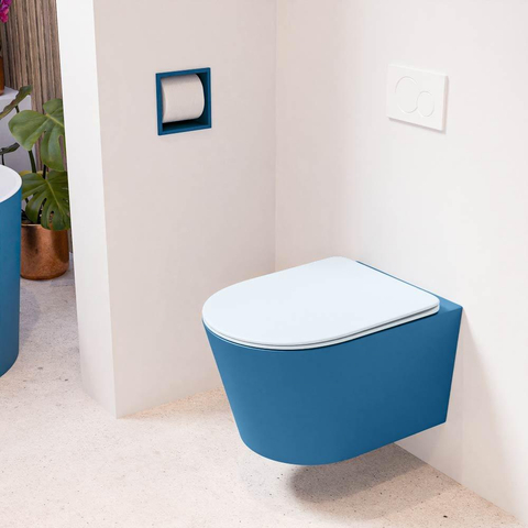 Mondiaz LAVIE hangtoilet – spoelrandloos – 36 x 53 cm – met softclose zitting – Jeans (blauw), zitting Clay (lichtblauw/grijs) SW1208588