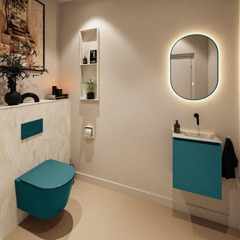 MONDIAZ TURE-DLUX meuble de toilettes 40cm Smag. EDEN lavabo Ostra position à droite. Sans trou de robinet. SW1105095