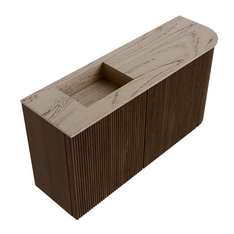 Mondiaz JOYA-DLUX Meuble de salle de bains 81,6cm - arrondi droit couleur Noyer - Vasque FAYE position Gauche 1 trou de robinet couleur Arena SW1424377
