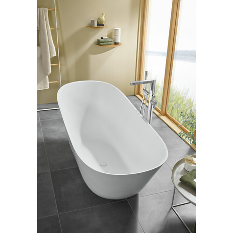 Villeroy & Boch theano vrijstaand duobad - 175x80cm - kunststof quaryl ovaal - Stone White (mat wit) SW453778