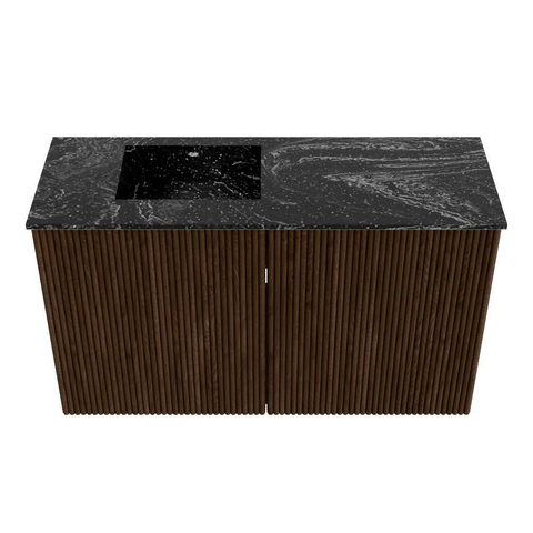 Mondiaz JOYA-DLUX 70cm meuble de salle de bains - couleur Walnut - Vasque FAYE position Gauche Sans trou de robinet couleur Lava. SW1422455
