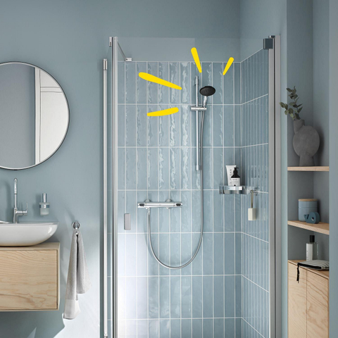 GROHE Precision Flow Ensemble de douche - robinet de douche thermostatique - avec ensemble barre de douche - 60cm - douchette à main ronde - 1 jet - flexible de douche lisse - chromé SW1028113