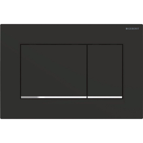 Geberit Sigma30 bedieningplaat, 2-toets spoeling frontbediening voor toilet 24.6x16.4cm zwart mat SW242685