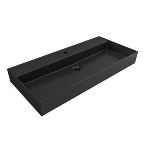 Plieger Kansas wastafel 1 kraangat met overloop 100x46.6cm matzwart SW160115