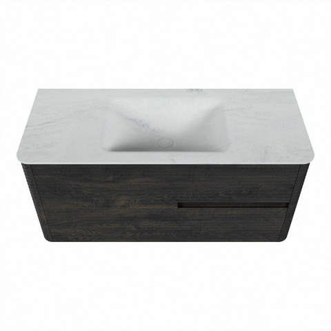 Mondiaz CIRO-DLUX Badkamermeubelset - 110x45x50cm - Solid surface wastafel Opalo - 1 wasbak Midden - zonder kraangaten - 2 lades - Shadow SW1532396