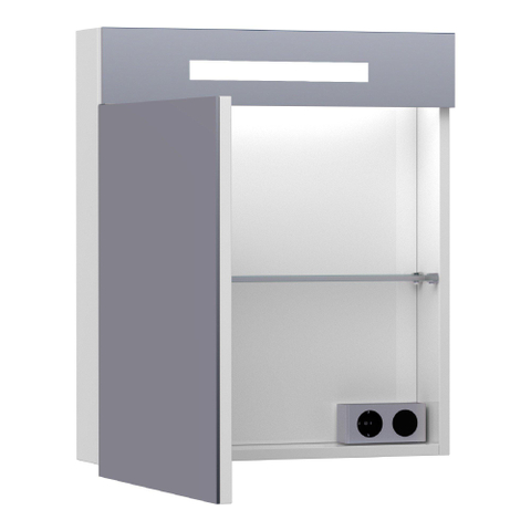 Miroir de toilette BRAUER Promise - 60x70x15cm -- avec éclairage direct 1 porte miroir simple à gauche ouvrant vers la gauche brillant blanc SW6559