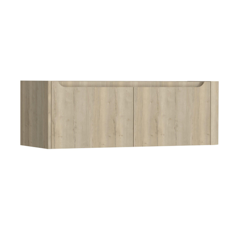 H&R Badmeubelen Juice Meuble sous vasque - 120x45x40cm - angle droit arrondi - 2 tiroirs - poignée intégrée - chêne français SW1110066