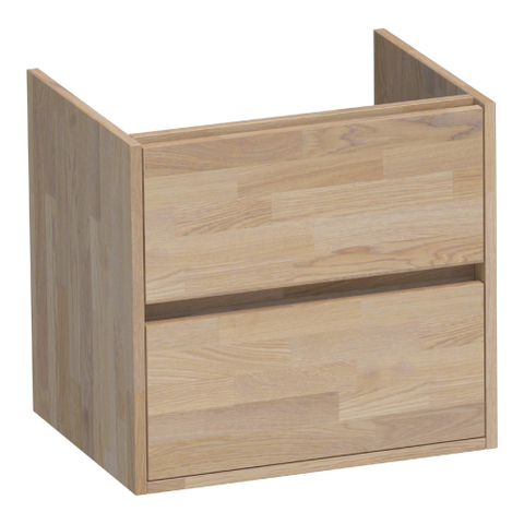 BRAUER Adore meuble sous lavabo - 60x46x55cm - 2 tiroirs softclose - sans poignée - 1 découpe pour le siphon - chêne massif - assemblage à dents de scie chêne gris SW86443