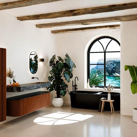 MONDIAZ THOR-DLUX 180cm meuble de salle de bains arrondi gauche + droite couleur Ruby avec 2 tiroirs et 2 portes. Vasque suspendue CLOUD Droite sans trou de robinet couleur Lava. SW1466061