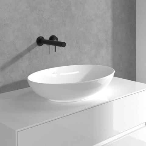 Villeroy & Boch Loop & Friends wastafeluitloop set - wandmontage - mat zwart SW974325