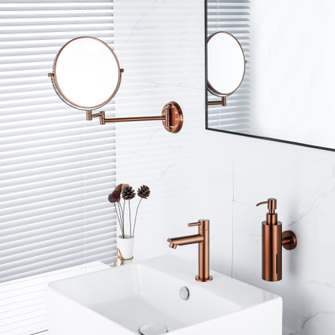 Fortifura Calvi zeepdispenser - wand - rond - PVD - geborsteld koper SW1111572