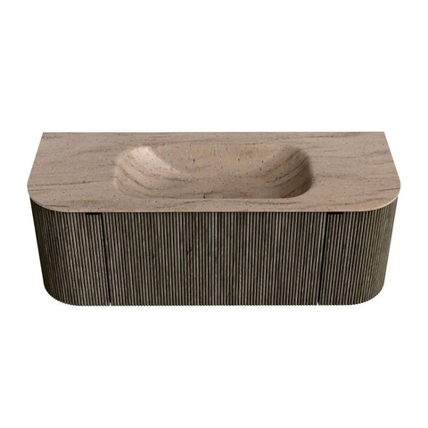 MONDIAZ KURVE-DLUX Meuble de salle de bains 120cm arrondi Gauche + Droite couleur Shadow avec 1 tiroir et 2 portes. Lavabo BIG SMALL Central sans trou de robinet Saba. SW1433421