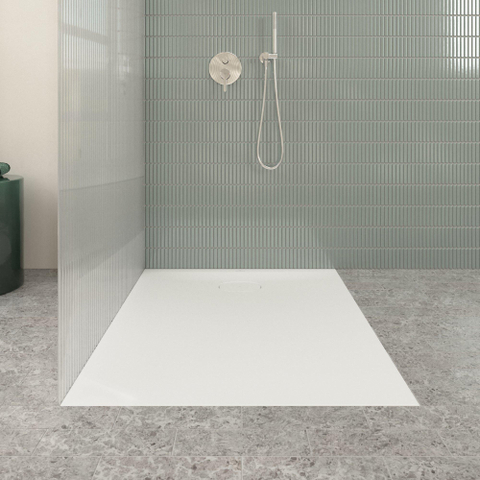Villeroy & Boch Ecora douchebak - 120x90x3.5cm - afvoer korte zijde - stone white (wit) SW1558892