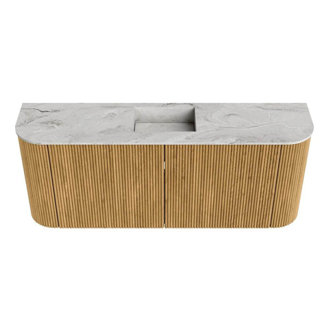 Mondiaz JOYA-DLUX 103.2cm toiletmeubel - ronding links en rechts kleur Oak - Wastafel FAYE positie Midden 1 kraangat kleur Glace. SW1422039