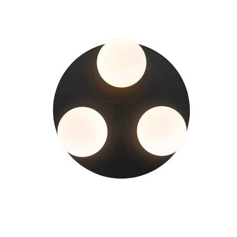 QAZQA Cederic badkamer plafondlamp - 23x23x10.3cm - 3 lichts - rond - mat zwart SW1187239