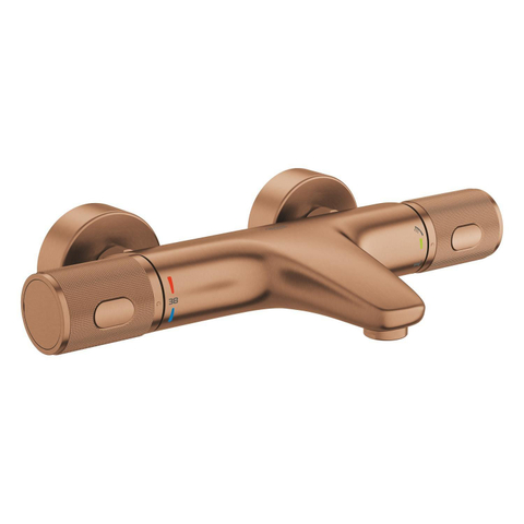 GROHE Precision Feel Robinet de baignoire thermostatique - 31.3 cm - Vitalio Joy Ensemble de bain - douchette à main ronde - 3 types de jets - avec support - Warm Sunset brossé (cuivre) SW1565453