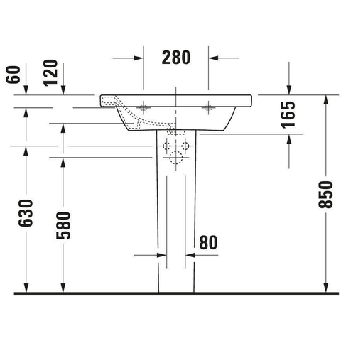Duravit Durastyle Meubelwastafel - met overloop - met 1 kraangat - 65x48cm - wit SW54141
