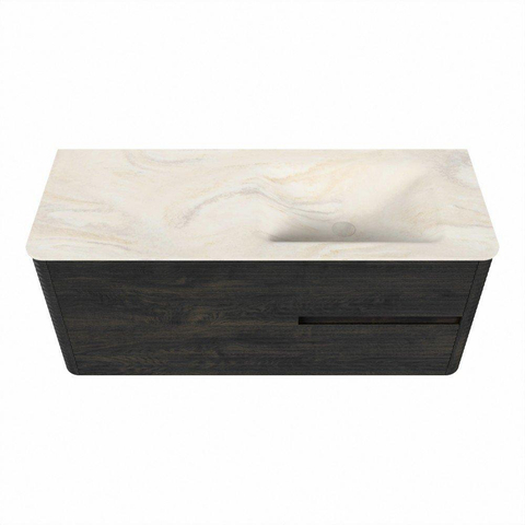 Mondiaz CIRO-DLUX Ensemble de meubles de salle de bains - 120x45x50cm - Vasque en solid surface Ostra - 1 bassin à droite - 1 trou de robinet - 2 tiroirs - Shadow SW1532460