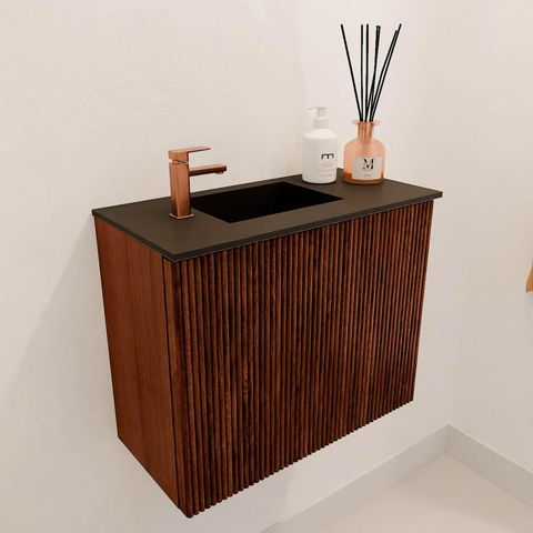 Mondiaz JOYA 50cm meuble de toilette - couleur Ruby - Vasque FAYE position Gauche 1 trou de robinet couleur Urban. SW1421795
