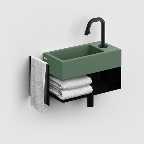 Clou Flush 3 Lave-mains 36x18x9cm avec trou de robinet droite céramique vert pin mat SW795726