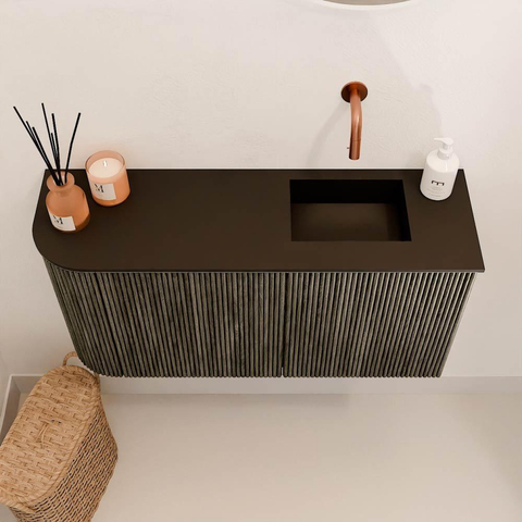 Mondiaz JOYA 81.6cm toiletmeubel - ronding links kleur Shadow - Wastafel FAYE positie Rechts Zonder kraangat kleur Urban. SW1421552