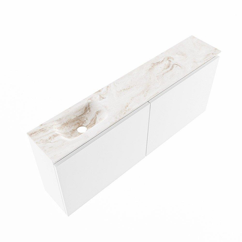 MONDIAZ TURE-DLUX Meuble de toilette 120 cm Talc. EDEN vasque Frappe position gauche. Avec 1 trou de robinet. SW1102603