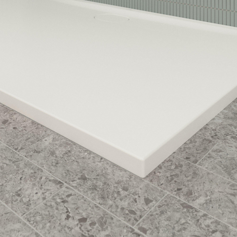 Villeroy & Boch Ecora douchebak - 160x100x3.5cm - afvoer lange zijde - stone white (wit) SW1559001