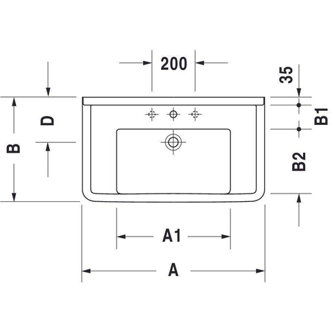 Duravit Starck 3 Wastafel - 105x48.5cm - 1 kraangat overloop - wit 0314048