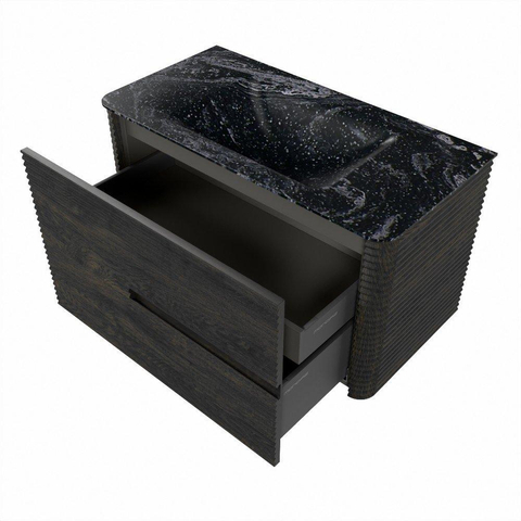 Mondiaz CIRO-DLUX Badkamermeubelset - 90x45x50cm - Solid surface wastafel Lava - 1 wasbak Midden - 1 kraangat - 2 lades - Shadow SW1532253