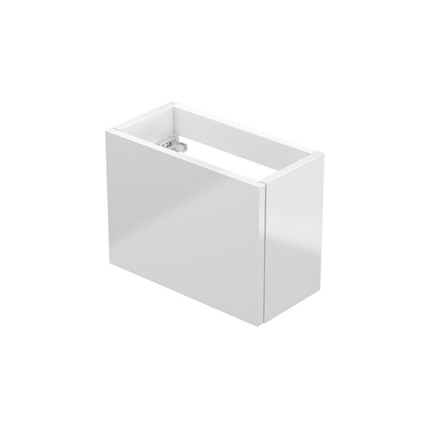 INK Versus Meuble sous-lavabo pour lave-mains - 36x18x27cm - 1 porte - ouvrant à gauche et à droite - sans poignée - MDF laqué blanc haute brillance SW157974