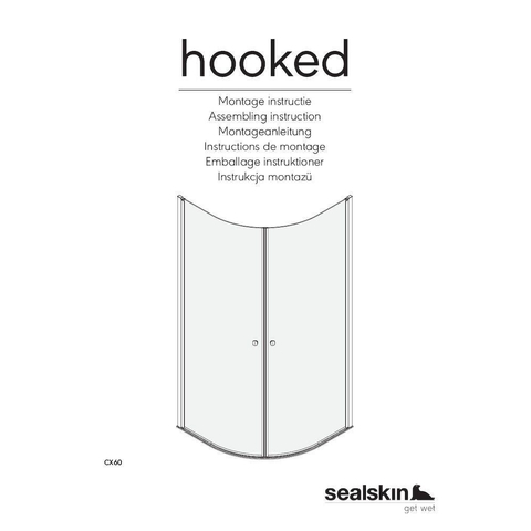 Sealskin Hooked kwartronde douchecabine 90x90cm 6mm veiligheidsglas zilver hoogglans SW543195