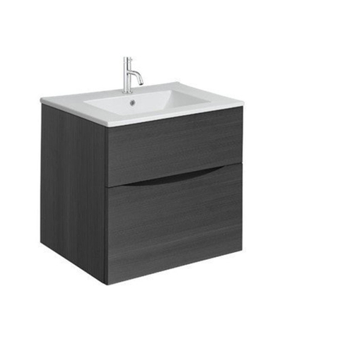 Crosswater Glide II Wastafelonderkast - 50x45x52cm - 2 lades - greeploos - steelwood (hout) SW670240
