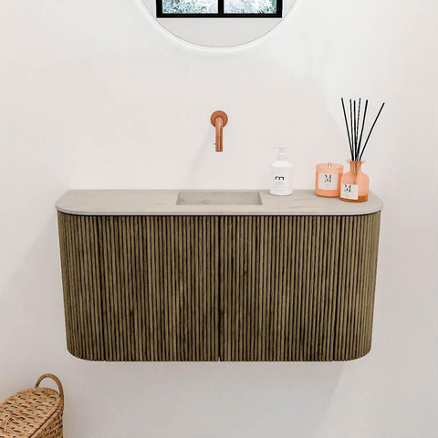 Mondiaz JOYA-DLUX 83.2cm toiletmeubel - ronding links en rechts kleur Dusk - Wastafel FAYE positie Midden Zonder kraangat kleur Opalo. SW1423348