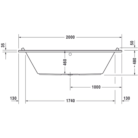 Duravit Starck Slimline Starckkunststof duobad acryl rechthoekig - 200x100x46cm - zonder poten - voor inbouw of ommanteling - glans wit 0297580