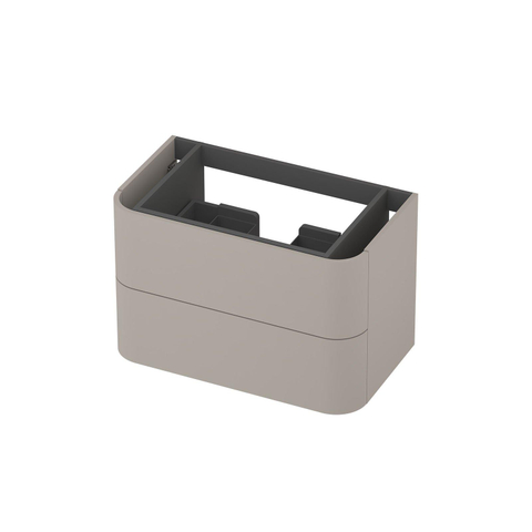 INK Concept R Wastafelonderkast - 80x45x52cm - 2 lades - opliggende grepen - afgeronde hoeken - MDF lak - mat kasjmier grijs SW1405642