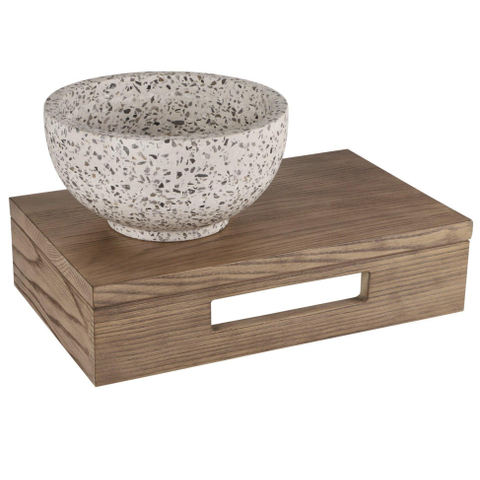 Differnz fonteinplank 40x25x10cm rechthoek met handdoekhouder eiken OUTLETSTORE STORE44612