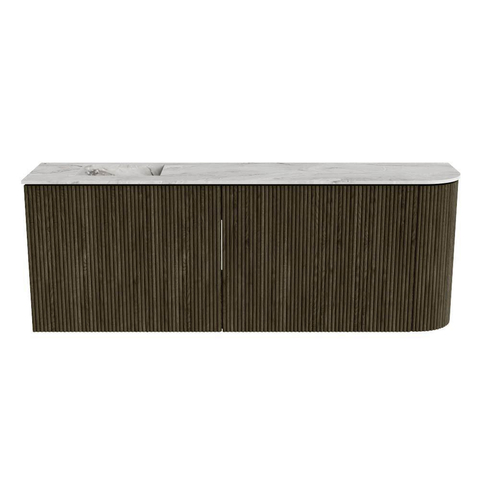 Mondiaz JOYA-DLUX 111.6cm toiletmeubel - ronding rechts kleur Shadow - Wastafel FAYE positie Links Zonder kraangat kleur Glace. SW1422818
