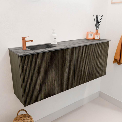 Mondiaz JOYA-DLUX 100cm toiletmeubel - kleur Shadow - Wastafel FAYE positie Links 1 kraangat kleur Sombra. SW1425210
