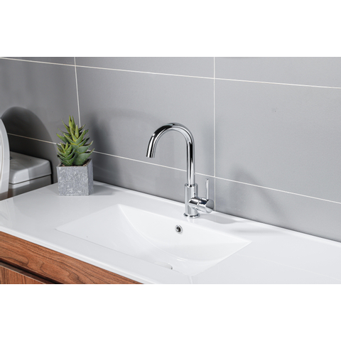 Fortifura Calvi wastafelkraan - hoog - draaibare - uitloop - verchroomd chroom SW809346