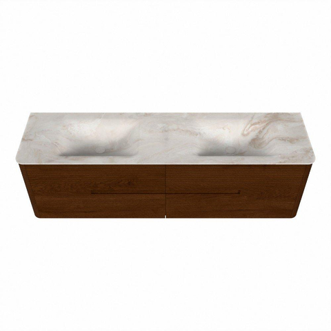 Mondiaz CIRO-DLUX Badkamermeubelset - 170x45x50cm - Solid surface wastafel Frappe - 2 wasbak Dubbel - zonder kraangaten - 4 lades - Ruby SW1531554