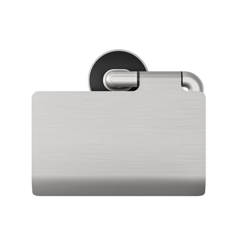Tiger Cooper Toiletrolhouder - met klep - geborsteld RVS/zwart SW771735