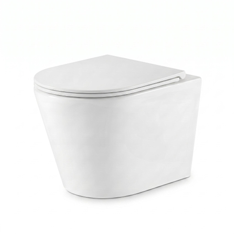 QeramiQ Wave Arc WC suspendu – sans bride – 36,3 x 51,7 cm – avec abattant fin (slim) – blanc brillant SW1578347
