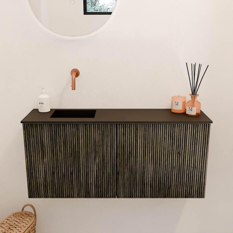 Mondiaz JOYA 90cm meuble de salle de bains - couleur Shadow - Vasque FAYE position Gauche Sans trou de robinet couleur Urban. SW1421508
