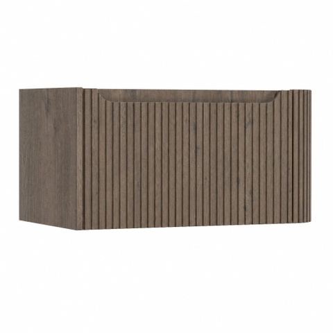H&R Badmeubelen Juice Wastafelonderkast - 80x45x40cm - rechterhoek afgerond - 3D-front - 1 lade - geïntegreerde greep - tucson oak SW1259597