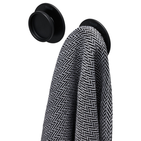 Tiger Tess Handdoekhaak - rond - 2 stuks - zelfklevend - zwart SW877673