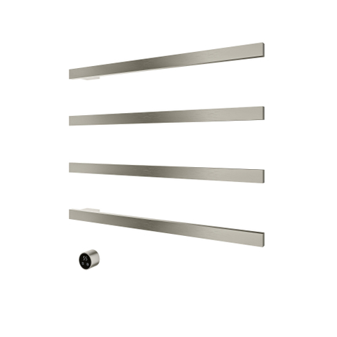 Hotbath &MORE Handdoekradiator - 80x76cm - vierkant - 4 stangen - horizontaal - met schakelaar - geborsteld nikkel (RVS) SW1245768