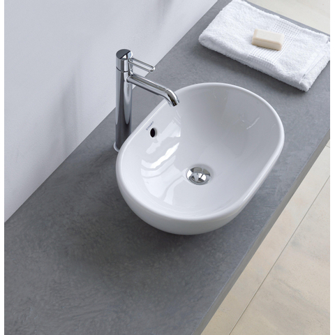 Duravit Foster Waskom - met overloop - zonder kraanplateau - 49.5x35cm - met wondergliss - glans wit 0290467