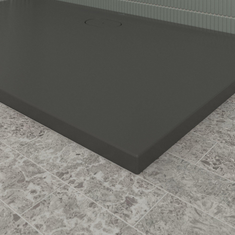 Villeroy & Boch Ecora douchebak - 150x90x3.5cm - afvoer lange zijde - anthracite (antraciet) SW1558881